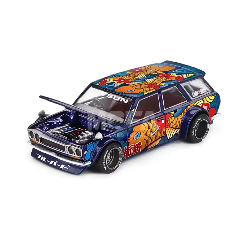 KAIDOHOUSE x MINI GT Datsun KAIDO 510 Wagon Koi Wagon V1 Blue 1:64