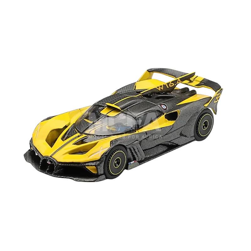 MINI GT Bugatti Bolide yellow left-hand-drive 1:64 scale model car