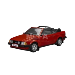 Sunstar Ford Escort XR3i Cabriolet in Sunburst Red, 1:18 scale, right-hand drive.